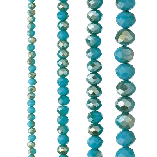 Aqua Faceted Glass Round Beads by Bead Landing&#x2122;
